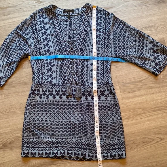 BCBGMAXAZRIA 'Milana' Light Blue/Navy Laced Placket Woven Dress Size XS - Picture 7 of 14